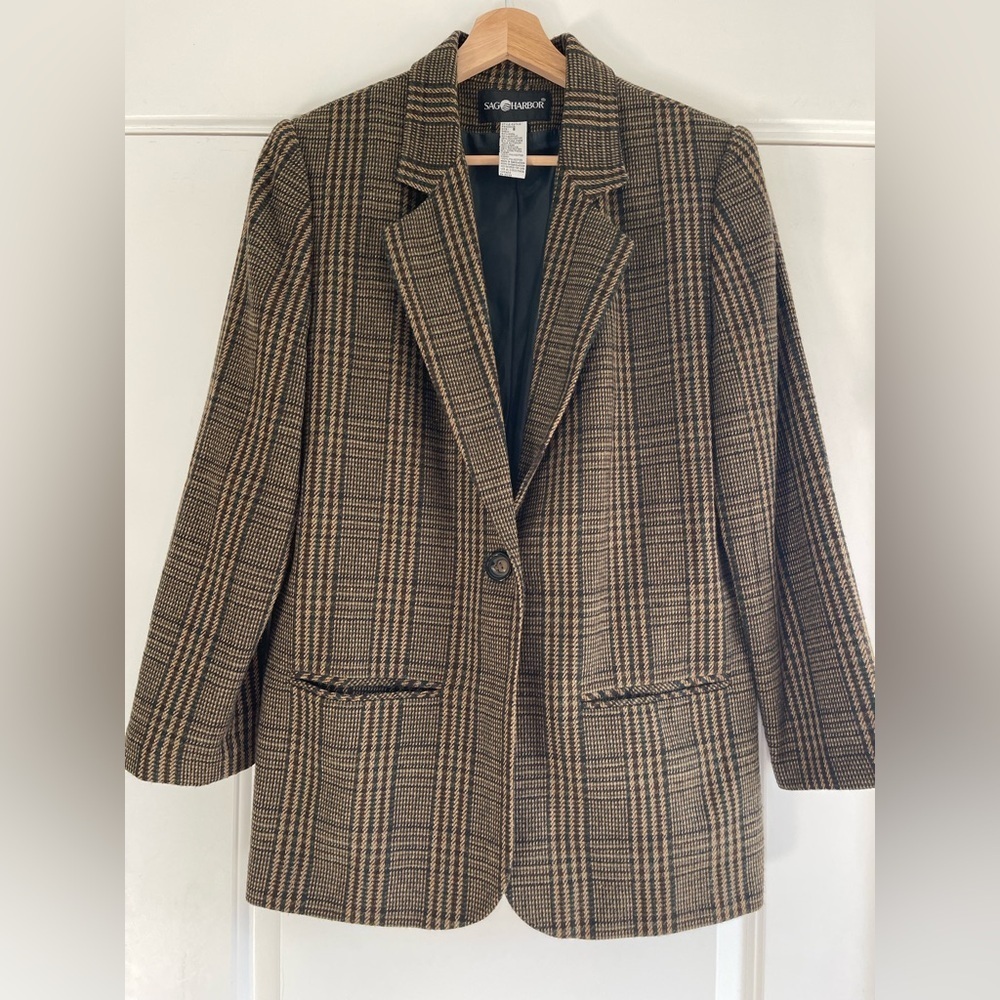 Vintage Sag Harbor Wool Plaid Blazer - 8